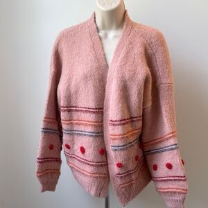 Women’s Easel Pink Knitted Cardigan Sweater Medium NWT